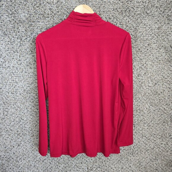 Susan Graver Top Womens Small Red Liquid Knit Mock Neck Blouse Stretch Ladies - Picture 7 of 7